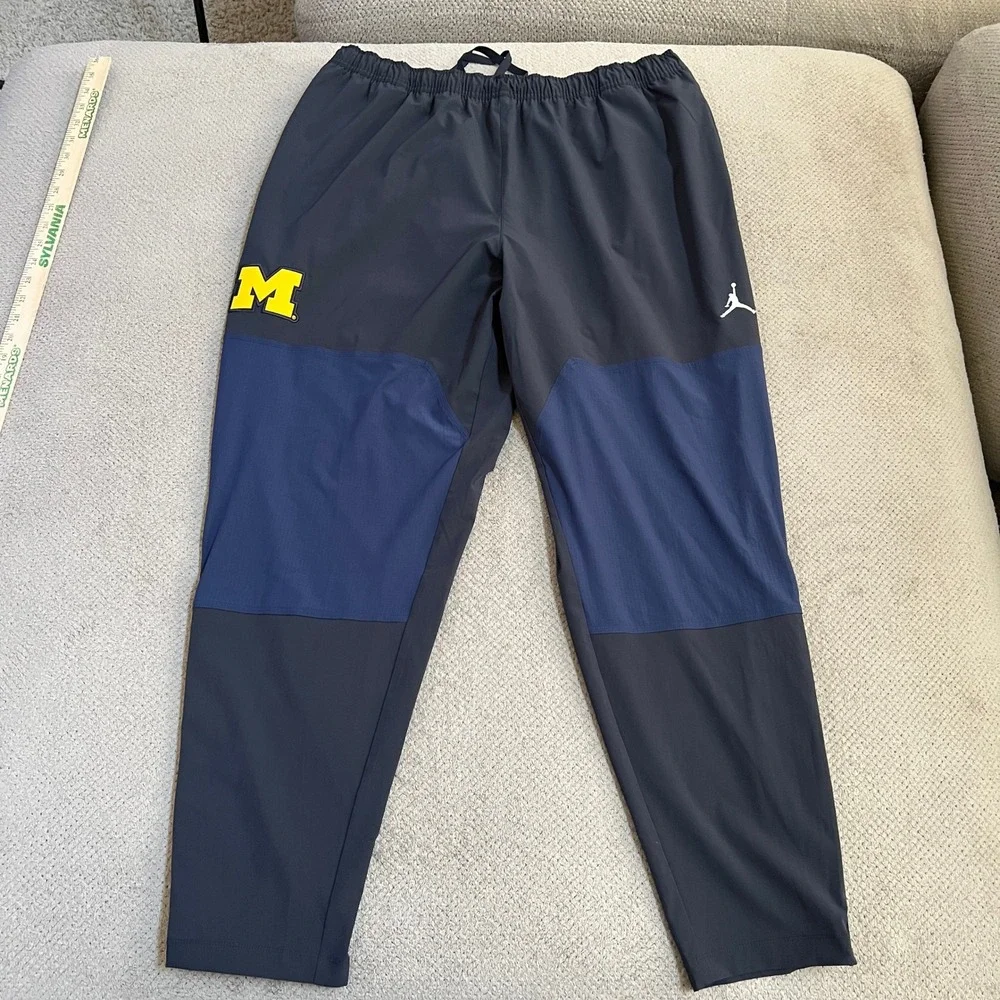 Jordan Michigan Wolverines Football Team Issued Track Pants Navy Blue XL
